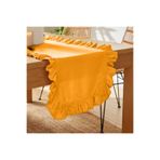 Belomia Home Collection Hardal Sarı Fırfırlı Runner, Kadife Dokulu 40x110, dertsiz runner
