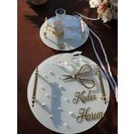 Beloved Gold Beyaz İncili Söz Tepsisi Nişan Tepsisi ve Damat Kahve Fincan Tepsisi Beyaz