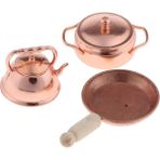 Belovee 1:12 Dollhouse Minyatürler Bronz Kızartma Pan Pot Kettle Mutfak Yemek Araçları (Yurt Dışından) - Renkli