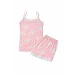 Belpa Sıla Sella Bamboo Kadın Şortlu Pijama Takımı – Askılı Dantel Detaylı, Pembe, L