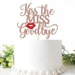 Belrew Kiss the Miss Goodbye Pasta Süsü, Gelin Duşu, Nişan Düğün Parti Malzemeleri, Bayan Bekarlığa Veda Gecesi Parti Dekorasyonları, Parlak Pembe Altın