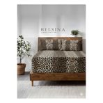 Belsina Battal Boy Leopar Desen Lastikli Çarşaf Seti 180x200 Cm +2 Yastık Kılıfı %70 Pamuk