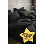 Belsina Home Siyah Organik Kumaş Çift Kişilik Nevresim Takımı Alt Çarşafı Lastikli