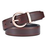 Beltox Fine Elbise Kot ve Bel Süsleme için Kadın Tersinir Deri Kemerler, Altın Tokalı Siyah ve Konyak, 42-45.5" Range