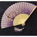 Beluga Bambu Vintage Lila Kelebekli Japon Yelpaze 21 cm x 38 cm 1 Adet Şık Tasarım