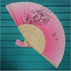 Beluga Yelpaze Bambu Kumaş Serinletici Vintage Pembe Şık Dekorasyon Püsküllü Japon Yelpaze 0297