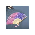BELUGA Yelpaze Bambu Kumaş Serinletici Vintage Pembe/Lila Şık Püsküllü Japon Yelpaze 0235