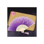 Beluga Yelpaze Bambu Kumaş Serinletici Vintage Şık Dekorasyon Lila Püsküllü Japon Yelpaze 0358