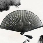 Beluga Yelpaze Bambu Kumaş Serinletici Vintage Siyah Bahar Dalı Kelebekli Şık Dekorasyon Püsküllü Japon Yelpaze 0143