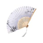 Beluga Yelpaze Bambu Serinletici Vintage Bej Şık Dekorasyon Püsküllü Japon Yelpaze 0242