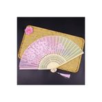 BELUGA Yelpaze Bambu Serinletici Vintage Şık Pembe/yeşil Çiçekli Dekorasyon Püsküllü Japon Yelpaze 0211