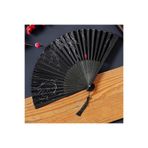 Beluga Yelpaze Bambu Serinletici Vintage Siyah Şık Dekorasyon Püsküllü Japon Yelpaze 0150