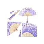 Beluga Yelpaze Bambu Vintage Lila Bahar Dalı Desenli Şık Püsküllü Japon Yelpaze 0303
