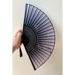 Beluga Yelpaze Bambu Vintage Siyah Bahar Dalı Desenli Şık Püsküllü Japon Yelpaze 0327