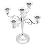 Belupai 5 Arms Vintage Şamdan, Alaşım Metal Mumluk Standı Avrupa Düğün Şamdan, Zarif Mumluk Parti Ev Yemek Masası Dekor için Standı(Gümüş)