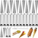 Belvanr 25 adet köpük rulo kalıbı, küçük, temizleme fırçalı, paslanmaz çelik yanardöner kıvırcık kalıp, vidalı form, konik şekil, Cannoli tüpleri, kruvasan, krema boynuzu, pişirme kalıpları için