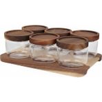 Belya Home 6'lı 320 ml Ahşap Kapaklı Cam Kavanoz Seti | Kahvaltılık, Reçellik, Baharatlık & Erzak Saklama Kabı(STAND YOKTUR)