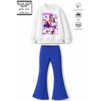 Belya Kids Wear Kız Çocuk K-Pop HUN Tasarım Üst 3 İplik Pamuk Şardonsuz Kumaş.Alt Pamuk Fitilli Tayt Takım