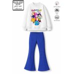Belya Kids Wear Kız Çocuk K-Pop HUN12 Tasarım Üst 3 İplik Pamuk Şardonsuz Kumaş.Alt Pamuk Fitilli Tayt Takım