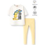 Belya Kids Wear Kız Çocuk Tam Kalıp Üst Oversize Altı Taytlı Kedi Pizza TASARIM51 Alt Üst Takım - 9 - 10 Yaş - Çok Renkli