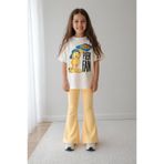 Belya Kids Wear Kız Çocuk Tam Kalıp Üst Oversize Altı Taytlı Kedi Pizza Tasarım51 Alt Üst Takım