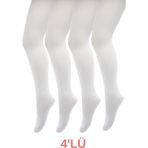 Belyy Socks 4'lü Mikro 60 Denye Kız Çocuk Külotlu Çorap - Beyaz - 11 - 13 Yaş