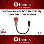 Bemis Elektrikli Araç Dönüştürücü Adaptör 3x2,5 Ttr 1/16A Fiş - 5/16A Priz (30CM Kablolu)