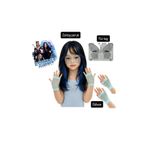 bemora kids manifest zoktay aksesuar seti manifest zoktay peruk mavi-siyah saç + yüz taşı + mavi file eldiven parti konser doğum günü