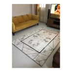 Bemrax Fistanbul, Modern Desen Lastikli Halı Örtüsü Krem 160 x 230