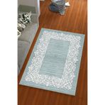 Bemrax İpek Kadife Mavi Renkli Su Yolu Desen Lastikli Halı Örtüsü Mavi 150 x 235