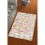 Bemrax Ipek Kadife Sarı Renkli Tuğla Desen Lastikli Halı Örtüsü Sarı 150 x 230