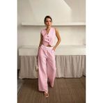 Bemy Çarşı Gofre Çizgili Yelek - Pantolon Takım - Pembe - S