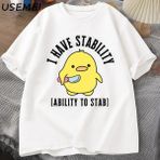 Ben Bıçaklamak Için Istikrar Yeteneği Var T-Shirt Erkek Kadın Moda Ördek Meme Grafik T-Shirt 2794 - Beyaz