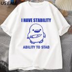 Ben Bıçaklamak Için Istikrar Yeteneği Var T-Shirt Erkek Kadın Moda Ördek Meme Grafik T-Shirt 2807 - Beyaz - XL