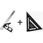 Benan Tools 300 Mm. Terazili Gönye ve 175 Mm. Alüminyum Üçgen Gönye 2'li Set