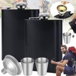 Benaton 2 x cep şişesi paslanmaz çelik 304 7 oz hunili, viski alkollü cep şişesi, cep şişesi seti, 190 ml, 304 paslanmaz çelik cep şişesi, kupalı, paslanmaz çelik cep şişesi, erkekler için, yürüyüş,