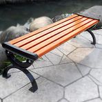 Bench Outdoor Bench Seat - Sırtı Olmayan Patio Bahçe Bankı Sandalyesi, Metal Çerçeve ve Korozyona Dayanıklı Masif Ahşap Oturma Yerleri, Arka Bahçe, Güverte, Çim, Havuz Ke,No Back-120cm/47.2in