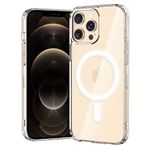 Bene-Qi Apple iPhone 12 Pro Max Kılıf 6.7" MagSafe ile Uyumlu, Ultra Berrak Cep Telefon Kılıfı, Sert PC Arka Yüzey, TPU Yastıklı Köşe Korumalı Kapak, Güçlü Manyetikli Phone Case - Şeffaf