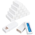 BENECREAT 24 Paket Kraft Hediye Kutusu Beyaz Katlanabilir Kağıt Çekmecesi Takı Ruj Örnekleri Parfüm Hediye Kutusu Parti Lezzetleri Mini El İşi için 9,7 x 4,4 x 3 cm