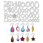 BENECREAT 38 adet küpe kesme, geometrik kolye şablonları, kalp, çiçek, gözyaşı, karbon çeliği, kart yapımı için şablon, dekoratif kabartma, küpe, kendin yap el işi