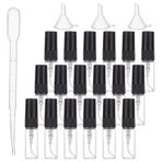 BENECREAT 40 Adet 3ml Mini İnce Sis Sprey Şişesi Camdan Yapılmış, Şeffaf Cam, Boş Atomizer, Parfüm, Kozmetik İçin 2 Adet Huni ve 4 Adet 2ml Pipet ile Siyah Kapak
