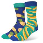 Benefeet Sox Erkek Çılgın Yemek Çorapları Erkek Çocuk Eşleşmeyen Çoraplar Havalı Funky Yeni Tayfa Çorapları Komik Pizza Yumurtası Ananas Elbise Çorapları, Ananas ve Muz