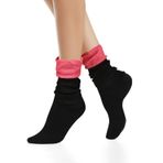 Benefeet Sox Slouch Srunch Pembe Siyah Fırfır Kadın Çorap