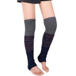 Benefeet Sox Yün örgü bacak ısıtıcıları kadınlar için Vintage Boho bacak ısıtıcıları uzun kış sıcak uyluk yüksek ayaksız çizme çorap, Gri+lacivert, Tek Beden