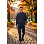 Benerly Erkek Gömlek Yaka Fermuarlı Uzun Kol Oversize Kalıp Sweatshirt Fonksiyonel Dayanıklı Rahat - Lacivert - XS