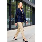 Benerly Kadın %100 Pamuk Ceket Yaka Standart Kol Fitted Kalıp Blazer Ceket Fonksiyonel Dayanıklı Şık - XL - Koyu Mavi