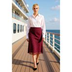 Benerly Kadın A Line Midi Etek Puantiye Desenli %94 Polyester %6 Elastan Fonksiyonel Dayanıklı Şık - Bordo - XL