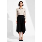 Benerly Kadın Büyük Beden Yüksek Bel Asimetrik Yırtmaçlı Esnek Örme Maxi Etek Rahat Kesim Günlük Modern - Siyah - 6XL