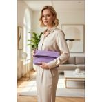 Benerly Kadın Katlanabilir Kapaklı Fermuarlı Düz Desenli Kompakt Yapılı El Çantası Clutch Modeli Aksesuar - Lila