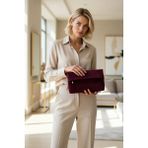 Benerly Kadın Katlanabilir Kapaklı Fermuarlı Düz Desenli Kompakt Yapılı El Çantası Clutch Modeli Aksesuar - Mürdüm